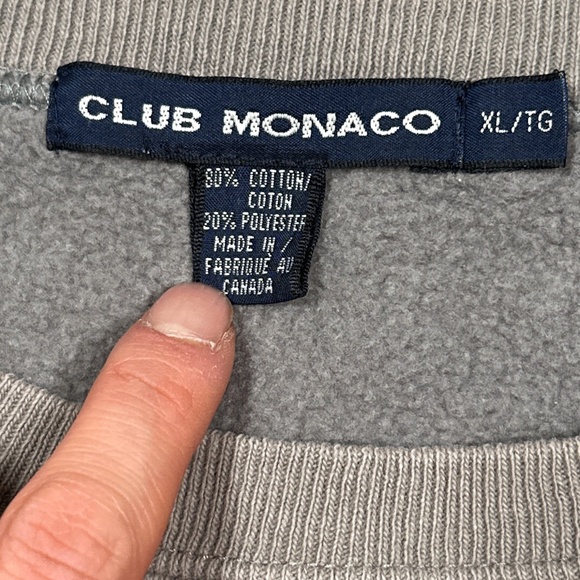 Vintage Y2K Club Monaco Made in Canada Logo Gray Fleece Sweatshirt Mens XL - Picture 5 of 9